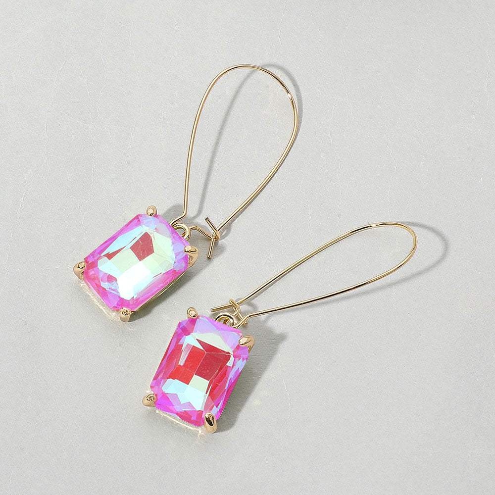 Emerald Cut Stone Dangle Evening Earrings - Madeline Love - Flyclothing LLC
