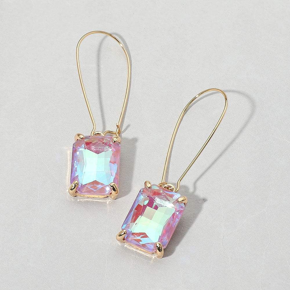 Emerald Cut Stone Dangle Evening Earrings - Madeline Love - Flyclothing LLC