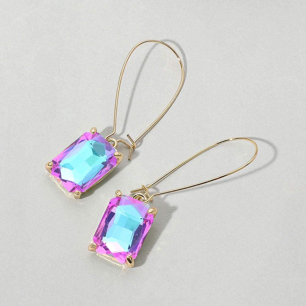 Emerald Cut Stone Dangle Evening Earrings - Madeline Love - Flyclothing LLC
