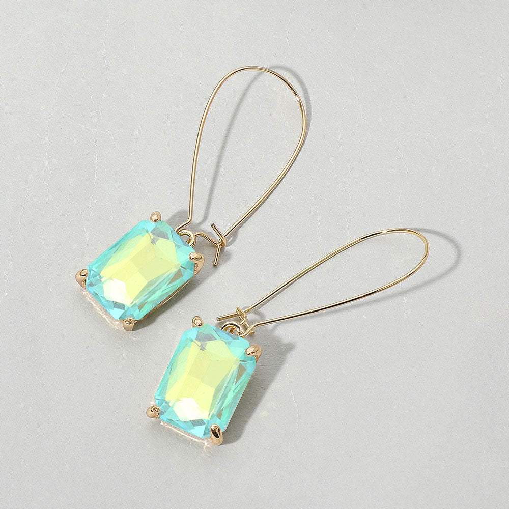 Emerald Cut Stone Dangle Evening Earrings - Madeline Love - Flyclothing LLC