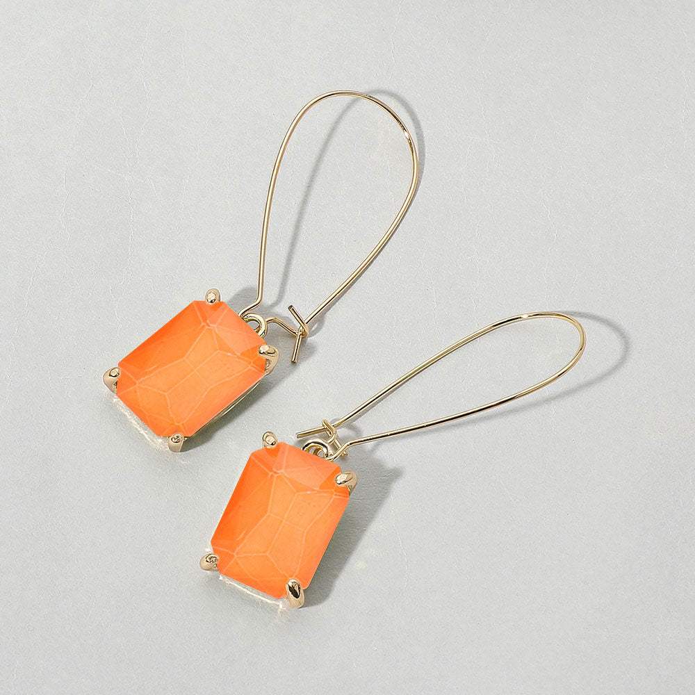 Emerald Cut Stone Dangle Evening Earrings - Madeline Love - Flyclothing LLC