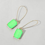 Emerald Cut Stone Dangle Evening Earrings - Madeline Love - Flyclothing LLC