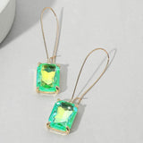 Emerald Cut Stone Dangle Evening Earrings - Madeline Love - Flyclothing LLC