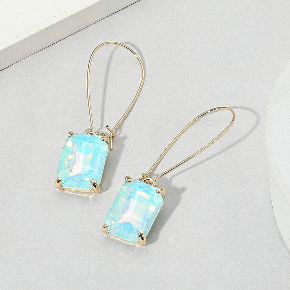 Emerald Cut Stone Dangle Evening Earrings - Madeline Love - Flyclothing LLC