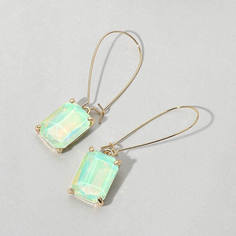 Emerald Cut Stone Dangle Evening Earrings - Madeline Love - Flyclothing LLC