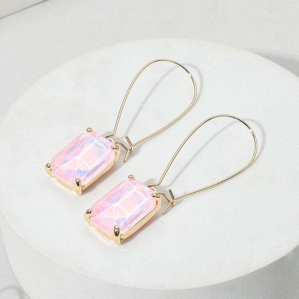 Emerald Cut Stone Dangle Evening Earrings - Madeline Love - Flyclothing LLC