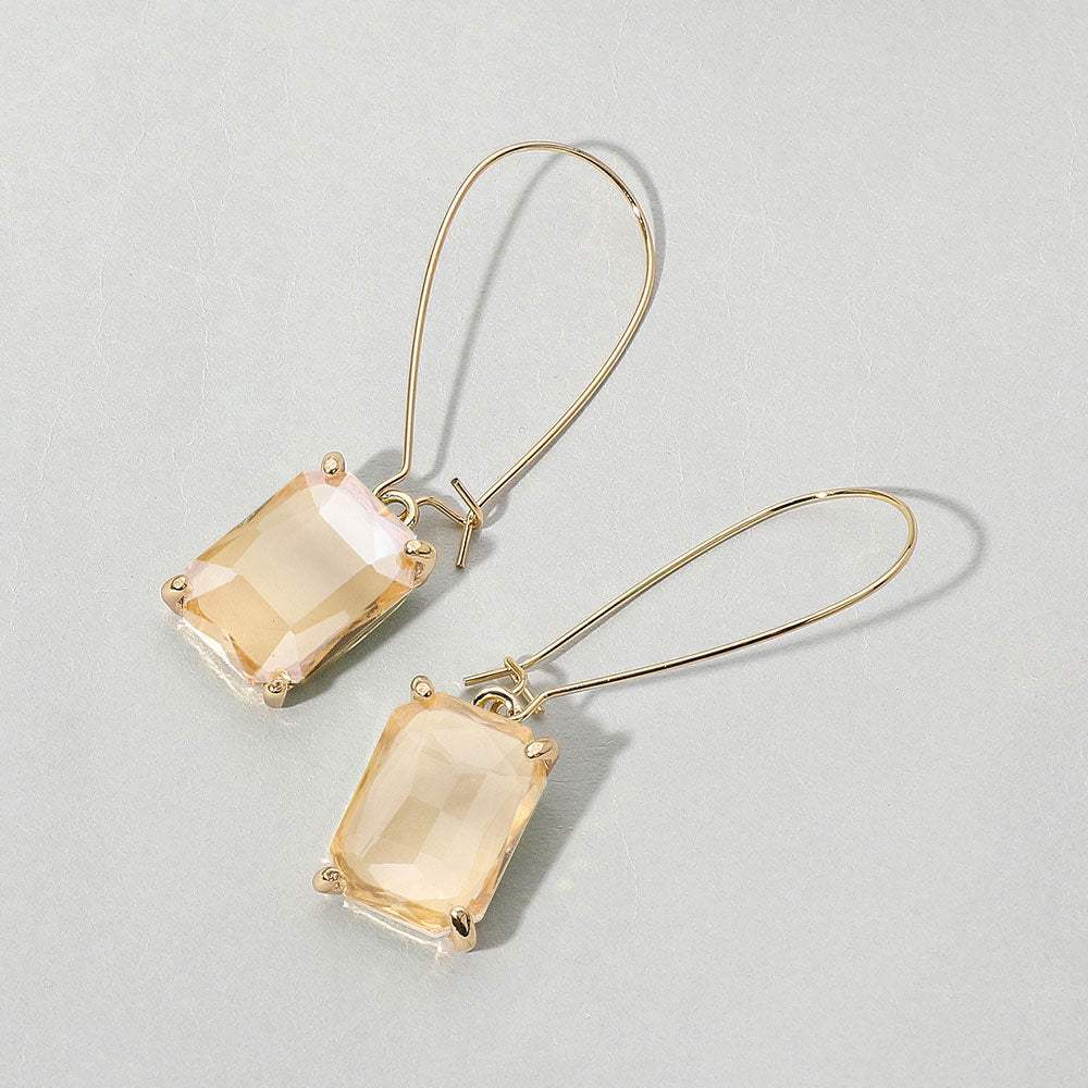Emerald Cut Stone Dangle Evening Earrings - Madeline Love - Flyclothing LLC
