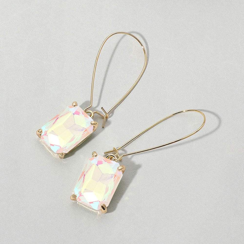 Emerald Cut Stone Dangle Evening Earrings - Madeline Love - Flyclothing LLC