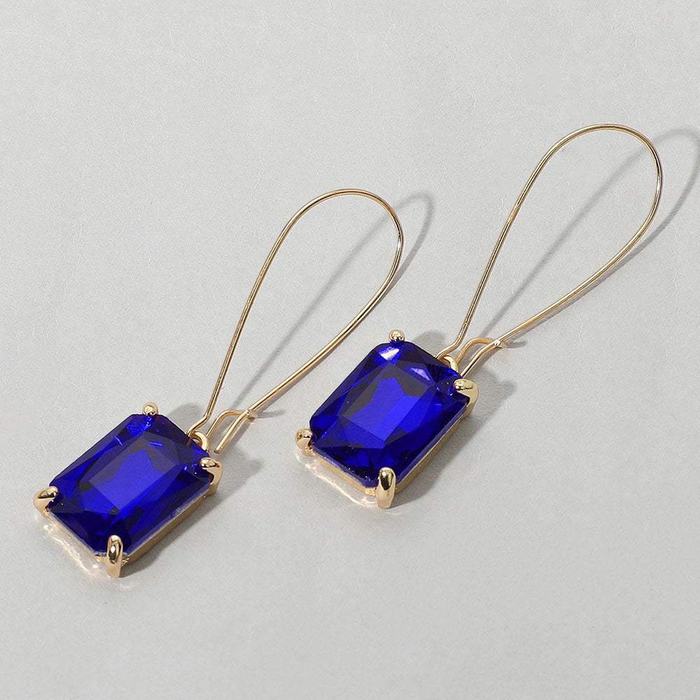 Emerald Cut Stone Dangle Evening Earrings - Madeline Love - Flyclothing LLC