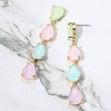 Teardrop Stone Link Dangle Evening Earrings - Madeline Love - Flyclothing LLC