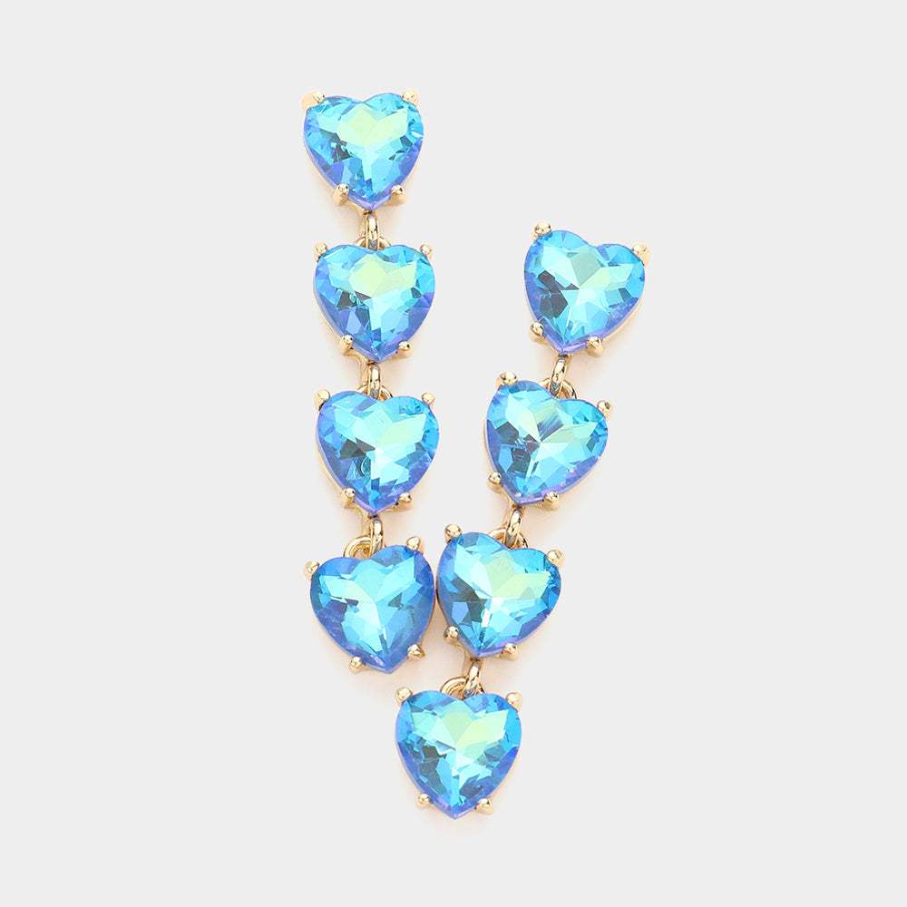 Heart Stone Link Dangle Evening Earrings - Madeline Love - Flyclothing LLC