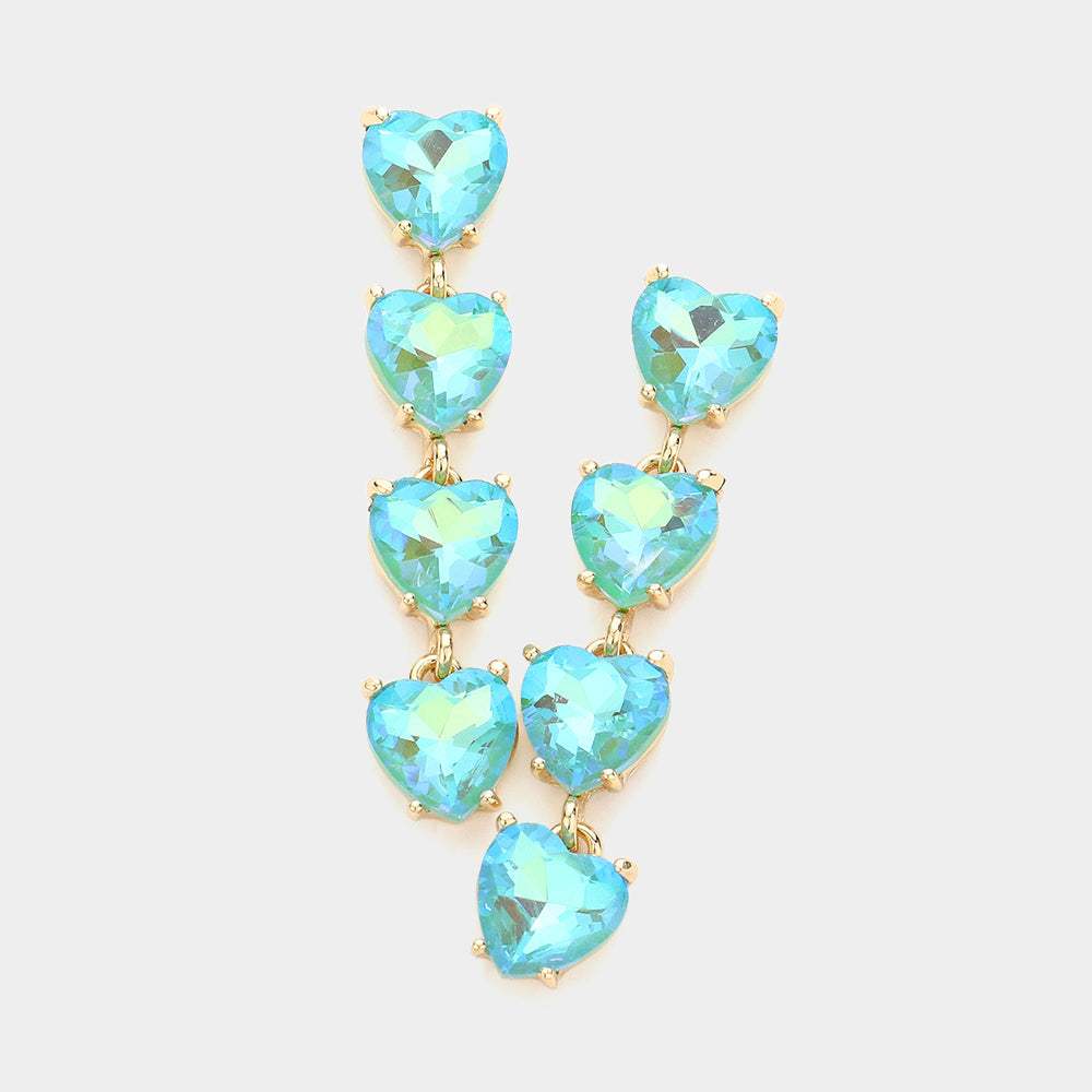 Heart Stone Link Dangle Evening Earrings - Madeline Love - Flyclothing LLC