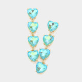 Heart Stone Link Dangle Evening Earrings - Madeline Love - Flyclothing LLC