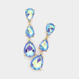 Teardrop Stone Link Dropdown Evening Earrings - Madeline Love - Flyclothing LLC