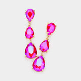 Teardrop Stone Link Dropdown Evening Earrings - Madeline Love - Flyclothing LLC