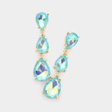 Teardrop Stone Link Dropdown Evening Earrings - Madeline Love - Flyclothing LLC