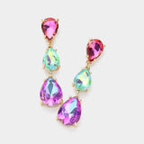 Teardrop Stone Link Dropdown Evening Earrings - Madeline Love - Flyclothing LLC