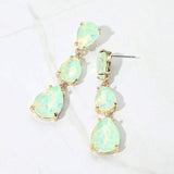 Teardrop Stone Link Dropdown Evening Earrings - Madeline Love - Flyclothing LLC
