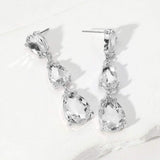 Teardrop Stone Link Dropdown Evening Earrings - Madeline Love - Flyclothing LLC