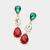 Teardrop Stone Link Dropdown Evening Earrings - Madeline Love - Flyclothing LLC
