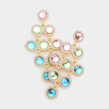 Round Stone Cluster Vine Dangle Evening Earrings - Madeline Love - Flyclothing LLC