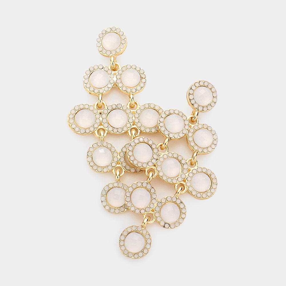 Round Stone Cluster Vine Dangle Evening Earrings - Madeline Love - Flyclothing LLC