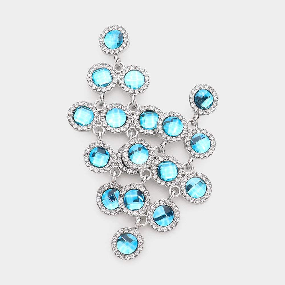 Round Stone Cluster Vine Dangle Evening Earrings - Madeline Love - Flyclothing LLC