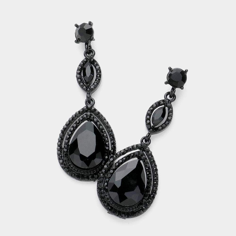Glass Crystal Teardrop Evening Earrings - Madeline Love - Flyclothing LLC