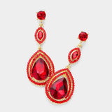 Glass Crystal Teardrop Evening Earrings - Madeline Love - Flyclothing LLC
