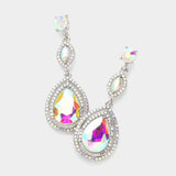 Glass Crystal Teardrop Evening Earrings - Madeline Love - Flyclothing LLC