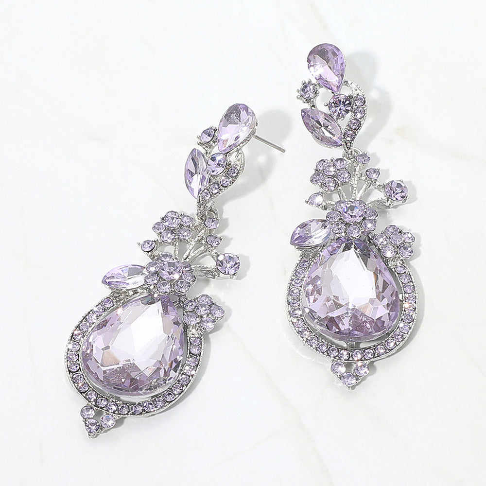 Glass crystal teardrop vine earrings - Madeline Love - Flyclothing LLC