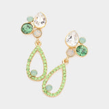 Teardrop Round Crystal Pointed Open Teardrop Dangle Evening Earrings - Madeline Love - Flyclothing LLC