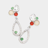 Teardrop Round Crystal Pointed Open Teardrop Dangle Evening Earrings - Madeline Love - Flyclothing LLC