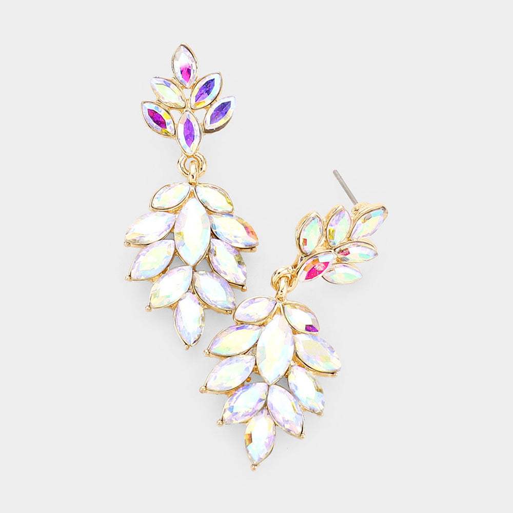 Crystal Marquise Cluster Drop Evening Earrings - Madeline Love - Flyclothing LLC