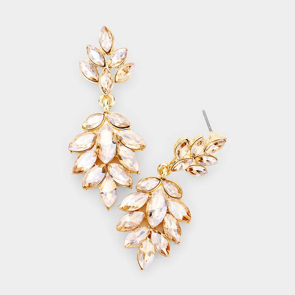 Crystal Marquise Cluster Drop Evening Earrings - Madeline Love - Flyclothing LLC