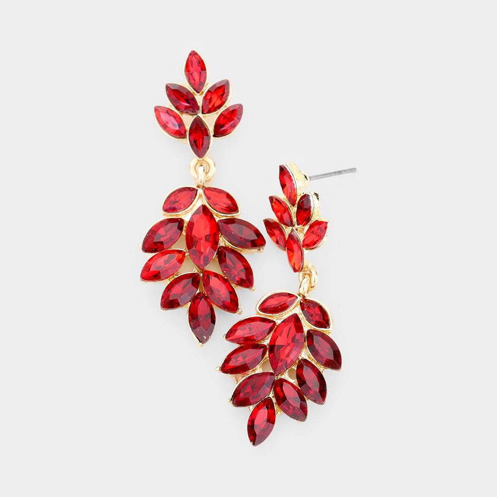 Crystal Marquise Cluster Drop Evening Earrings - Madeline Love - Flyclothing LLC