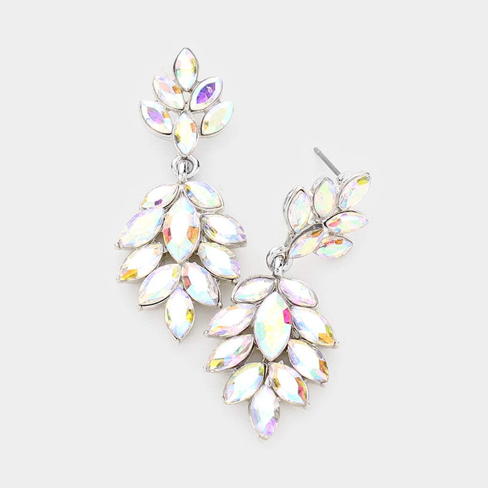 Crystal Marquise Cluster Drop Evening Earrings - Madeline Love - Flyclothing LLC