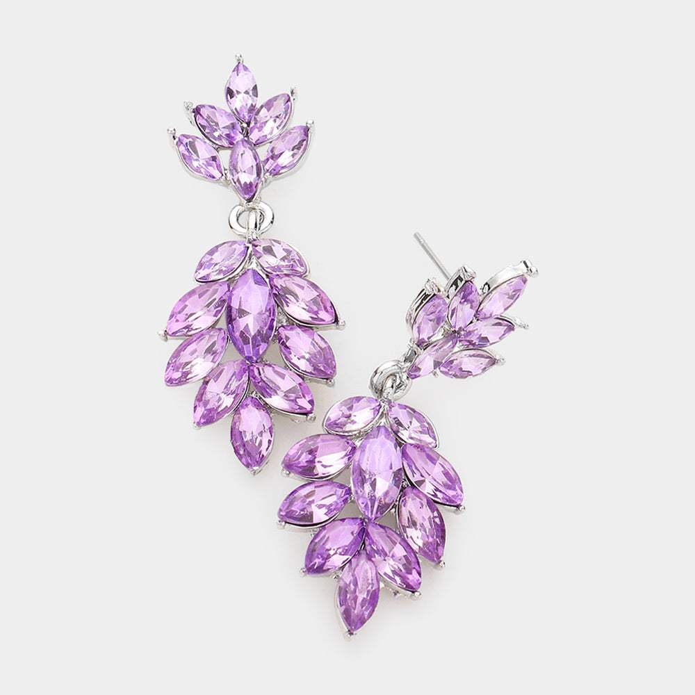 Crystal Marquise Cluster Drop Evening Earrings - Madeline Love - Flyclothing LLC