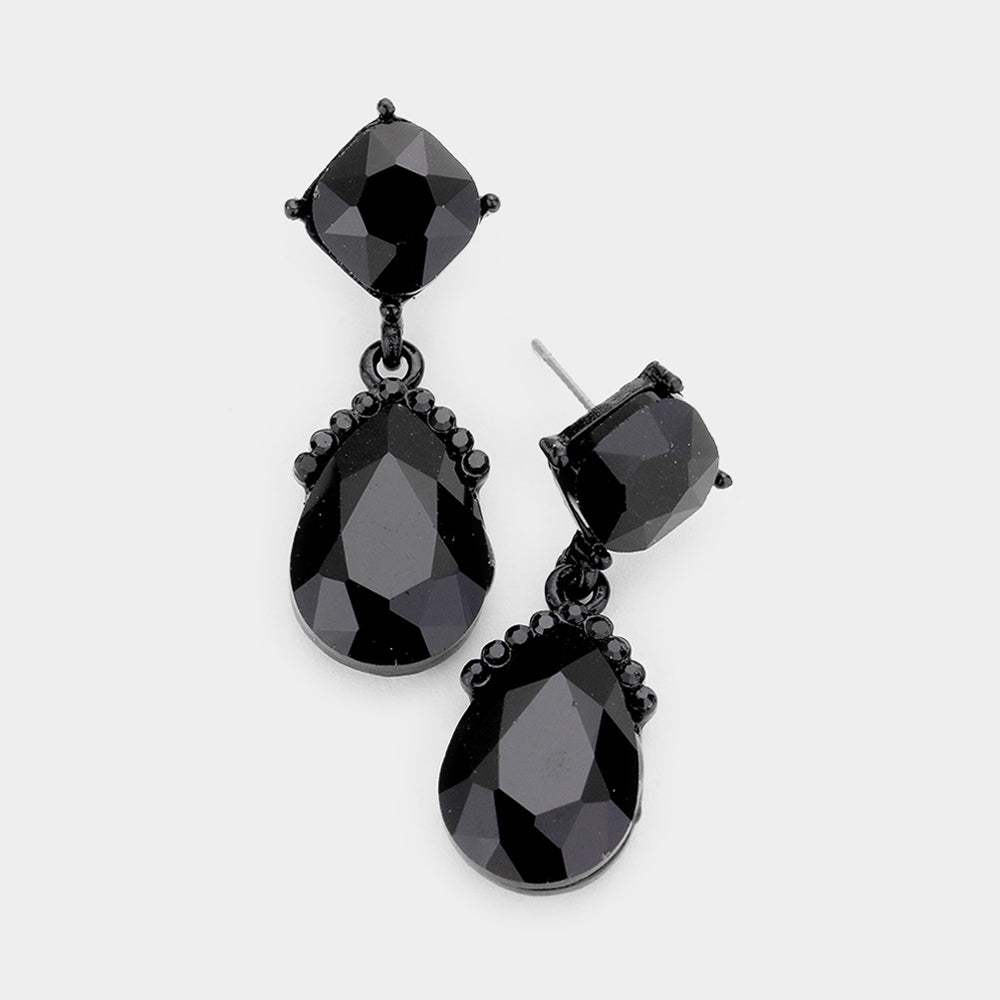 Marquise Crystal Teardrop Dangle Evening Earrings - Madeline Love - Flyclothing LLC