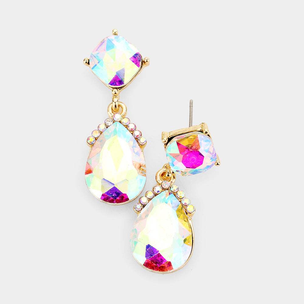 Marquise Crystal Teardrop Dangle Evening Earrings - Madeline Love - Flyclothing LLC