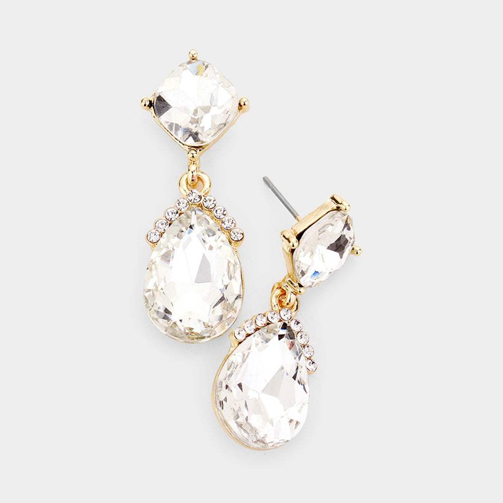 Marquise Crystal Teardrop Dangle Evening Earrings - Madeline Love - Flyclothing LLC