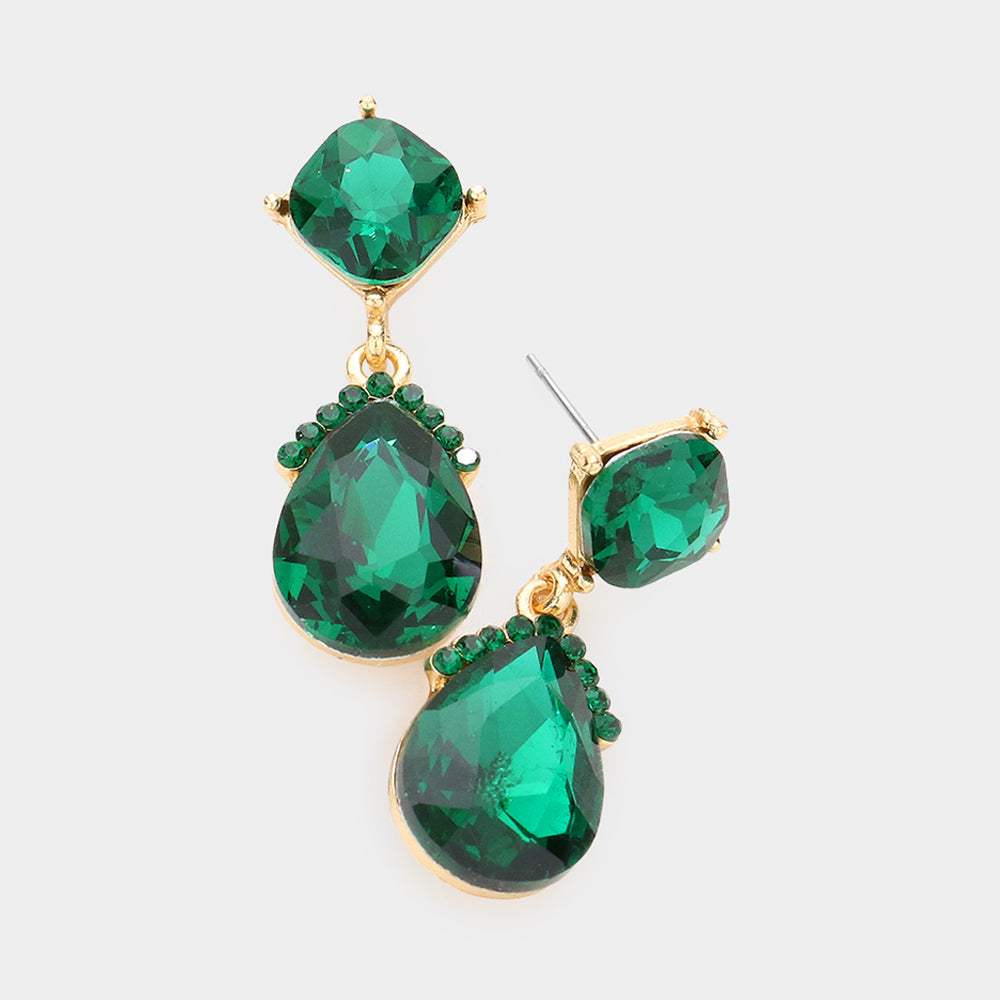 Marquise Crystal Teardrop Dangle Evening Earrings - Madeline Love - Flyclothing LLC