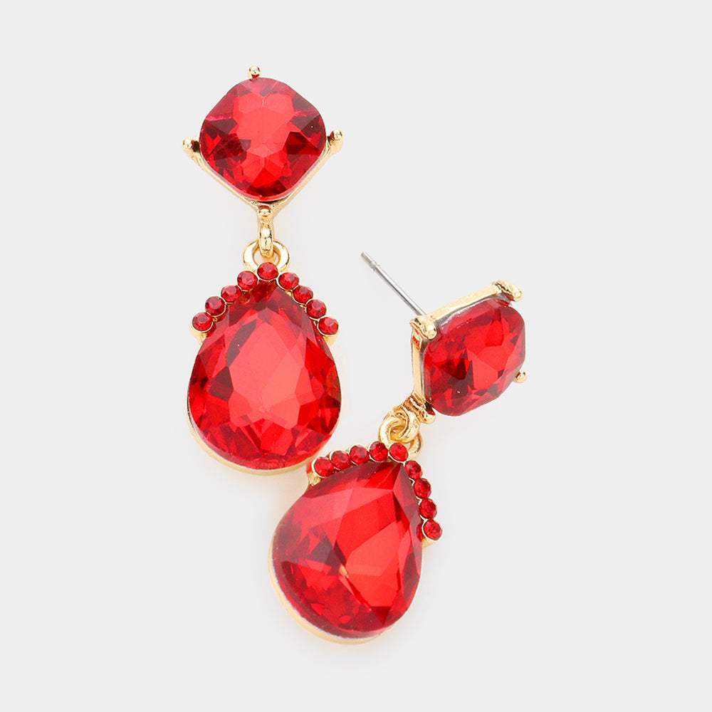 Marquise Crystal Teardrop Dangle Evening Earrings - Madeline Love - Flyclothing LLC