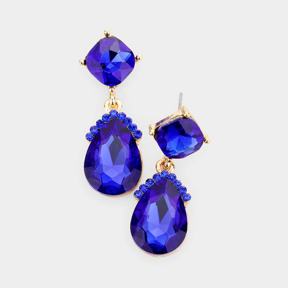 Marquise Crystal Teardrop Dangle Evening Earrings - Madeline Love - Flyclothing LLC