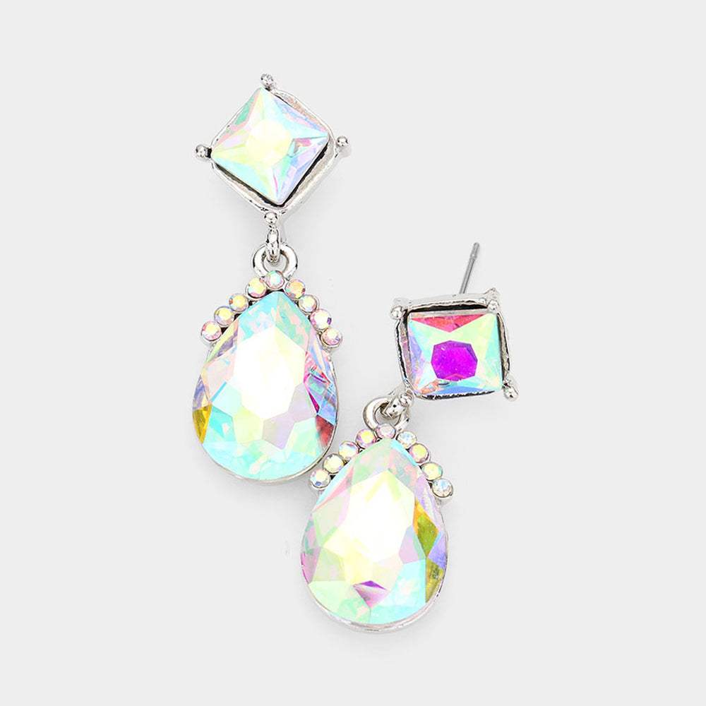 Marquise Crystal Teardrop Dangle Evening Earrings - Madeline Love - Flyclothing LLC