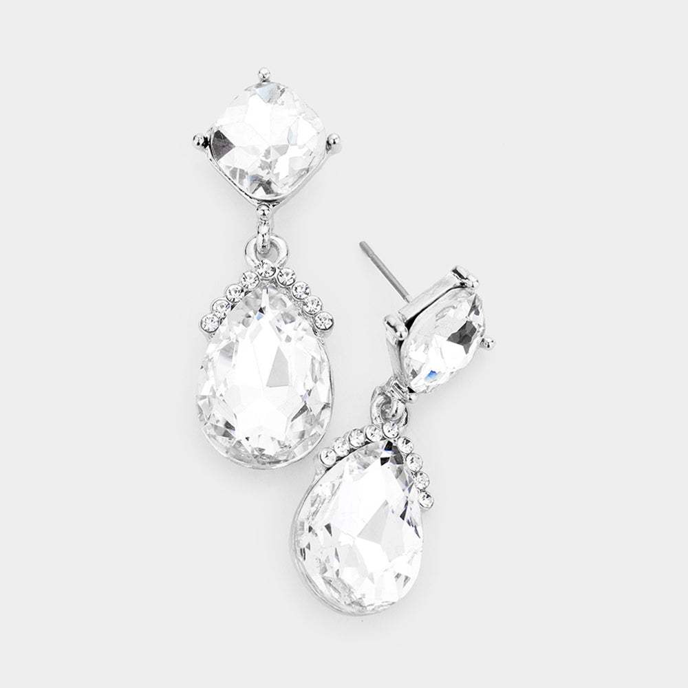 Marquise Crystal Teardrop Dangle Evening Earrings - Madeline Love - Flyclothing LLC