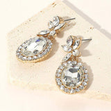 Oval Flower Crystal Evening Earrings - Madeline Love - Flyclothing LLC