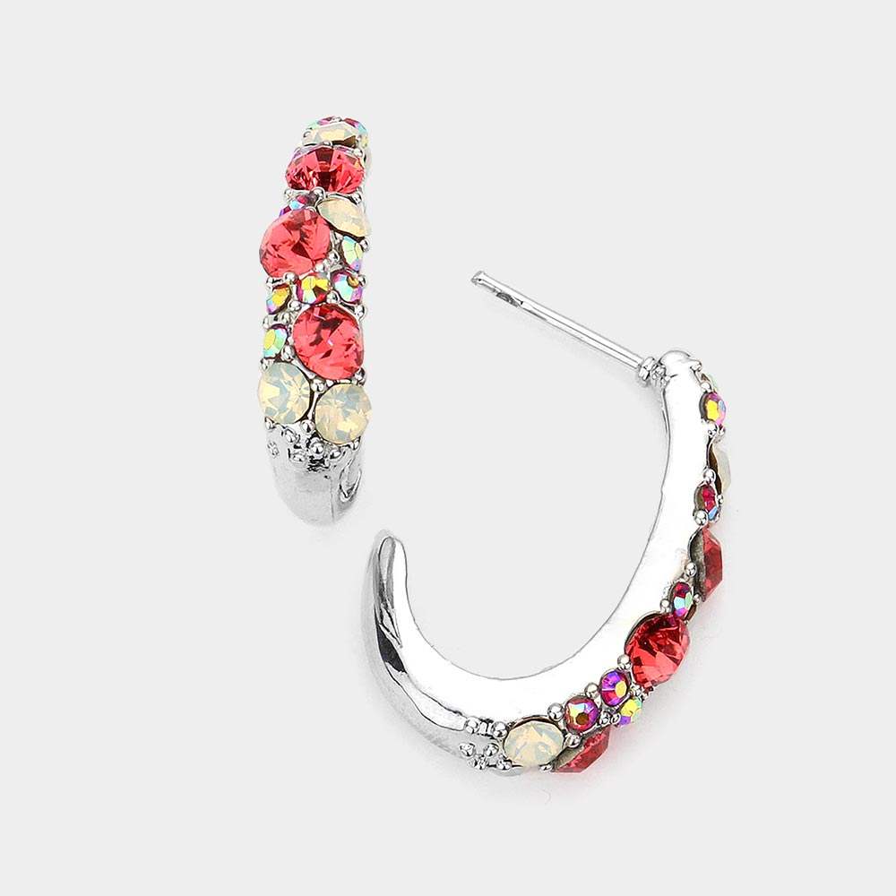 Rhinestone Pave Half Hook Evening Earrings - Madeline Love - Flyclothing LLC