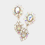 Crystal Rhinestone Sunflower Evening Earrings - Madeline Love - Flyclothing LLC