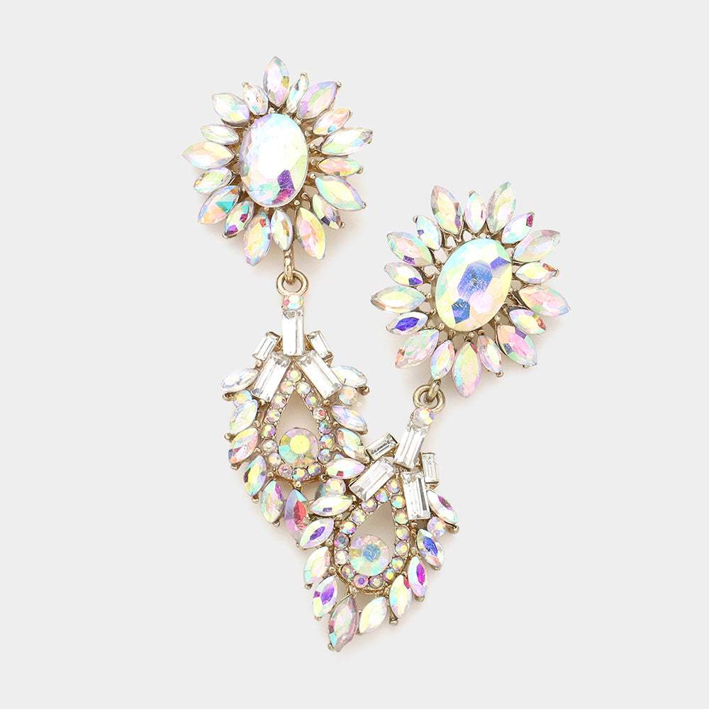 Crystal Rhinestone Sunflower Evening Earrings - Madeline Love - Flyclothing LLC